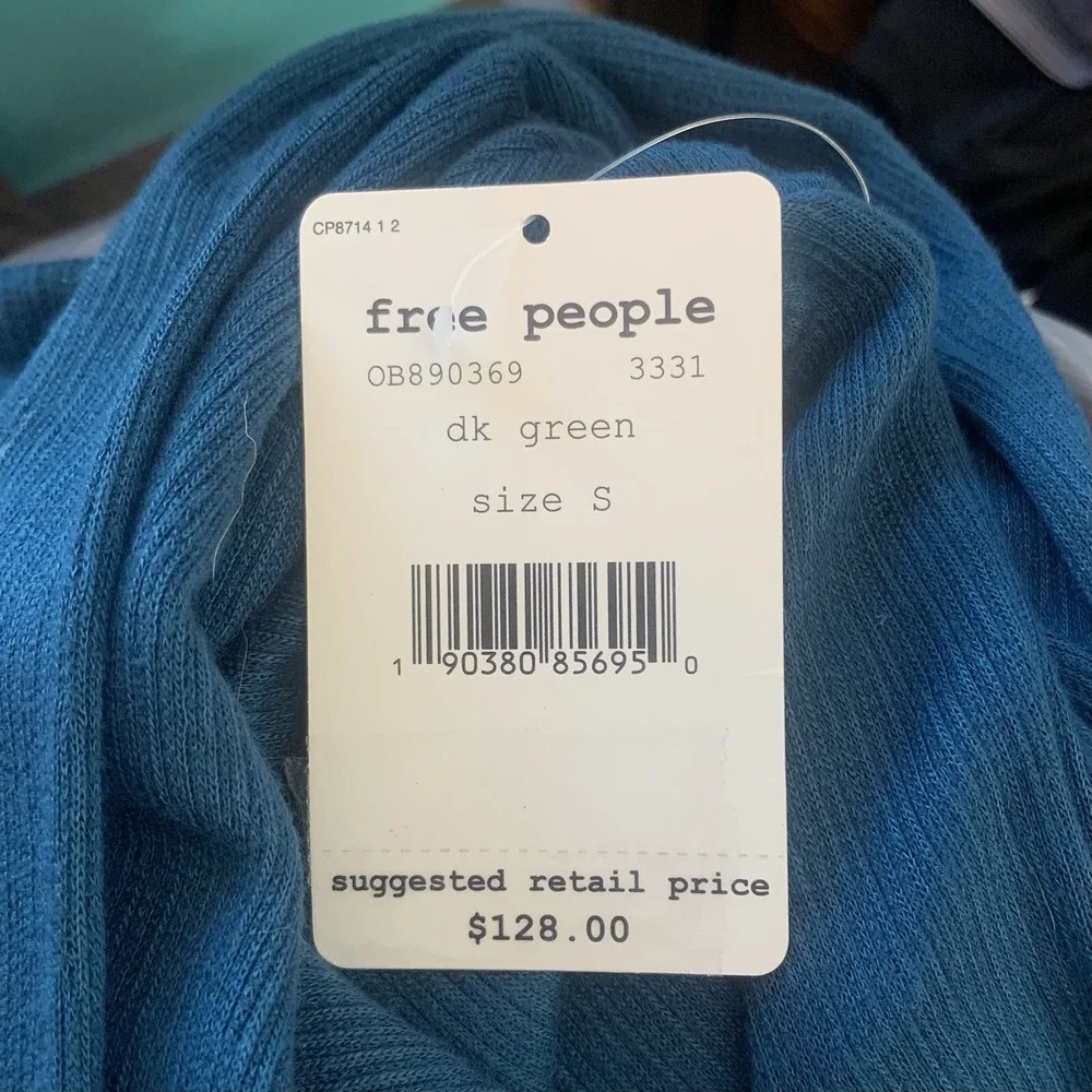 New Free People Sundown Dress Small Teal‎ Mini Cowl Neck Gathered Skirt